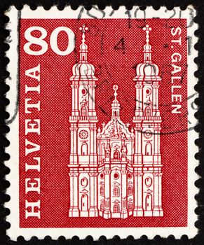 SWITZERLAND - CIRCA 1960: a stamp printed in the Switzerland shows Cathedral, St. Gallen, Abbey of St. Gall, Switzerland, circa 1960