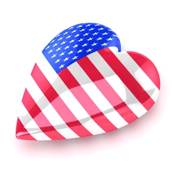 A Colorful 3d Rendered USA Heart Illustration