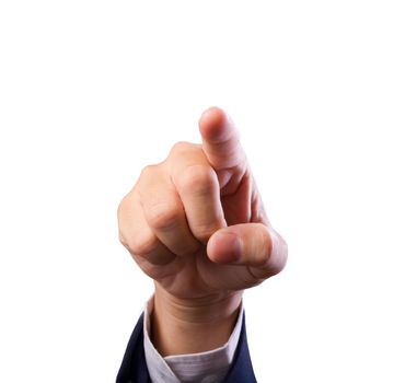 business man hand pointing finger isolated