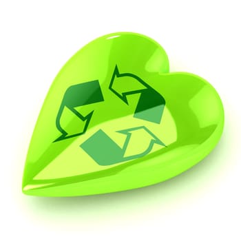 A Colourful 3d Rendered Recycle Heart Illustration