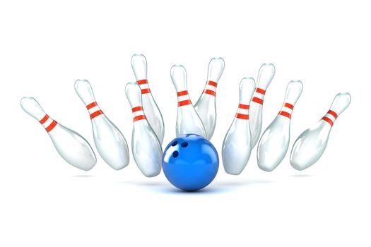 A Colourful 3d Rendered Ten Pin Bowling Illustration