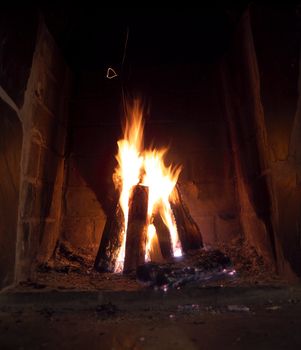 Bonfire with selective focus indoor