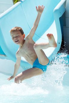 Young child playing in the water