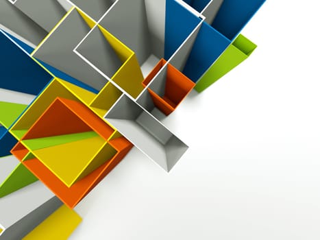 Colored Background of 3d geometric shapes.