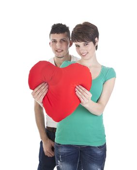 Man and woman with red heart