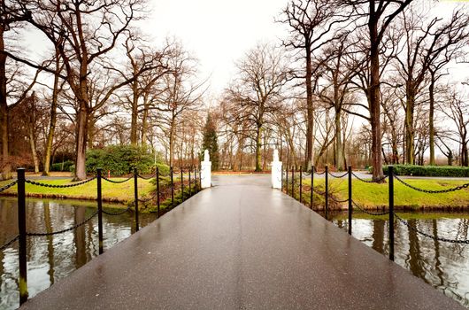 view on bridge through the channel to the park