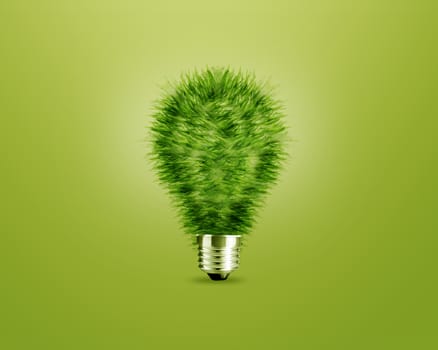 ecology concept, Green light bulb as a tree.