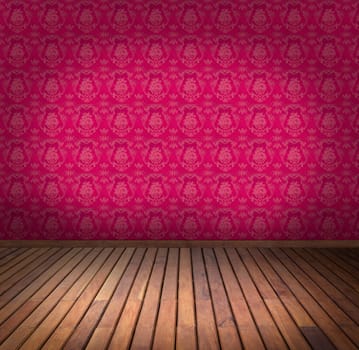 pink wallpaper room
