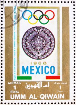 UMM AL-QUWAIN - CIRCA 1972: a stamp printed in the Umm al-Quwain shows Mexico 1968, Mexico, Olympic Games of the past, circa 1972