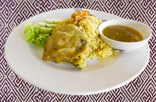 Plate of delicious chicken biryani Thai style