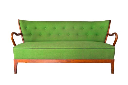 green sofa isolated with clipping path