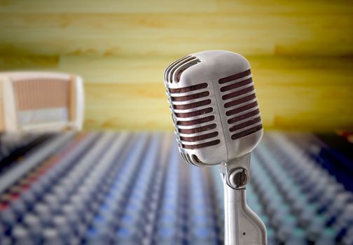 vintage microphone in sound record room