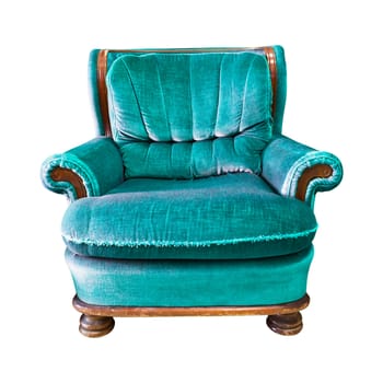 vintage blue armchair isolated with clipping path