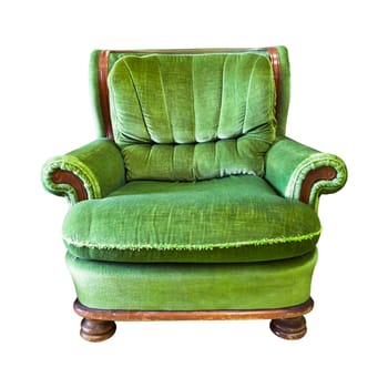 vintage green armchair isolated with clipping path