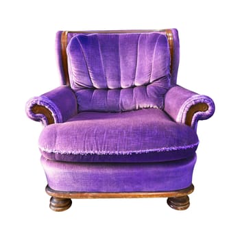 vintage purple armchair isolated with clipping path
