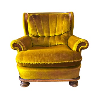 vintage yellow armchair isolated with clipping path