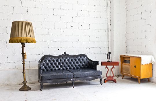 vintage luxury armchair in white room