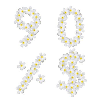 Plumeria alphabet isolated on white background  ( 9 0 % $ )