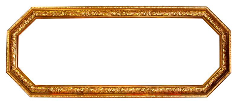 Gold frame on white background