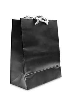 black paper shopping bag isolated