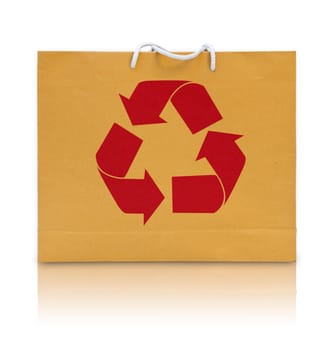 recycle sign on brown paper bag
