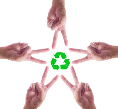 recycle sign in hand make star