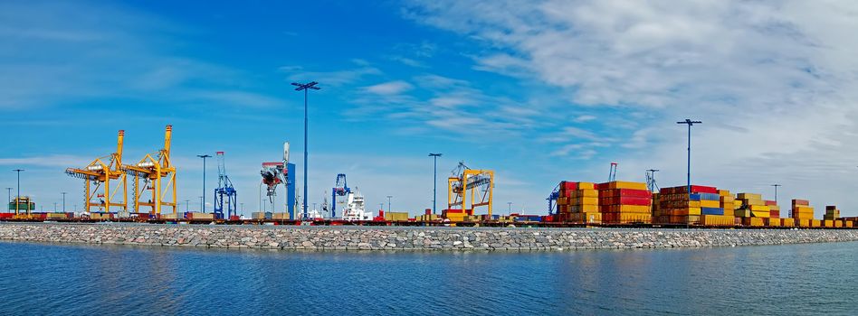 Panorama shot port in Finland. Port of Helsinki.