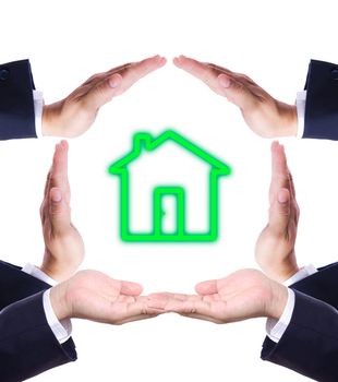 home icon in hand make house isolated