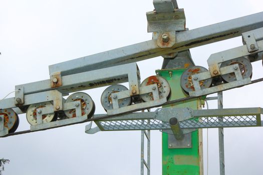 detail of a ski lift pillar