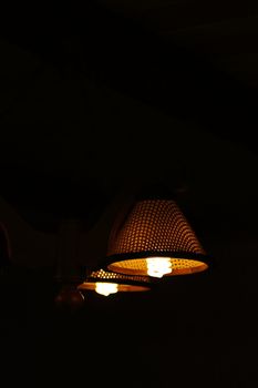 traditional lamp with economical modern lightbulb