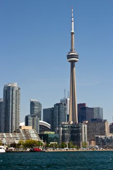 Downtown Toronto skyline with the CN Tower.