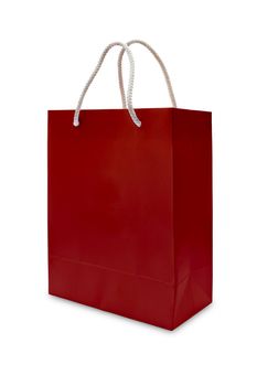 red paper shopping bag isolated