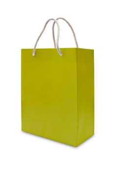 yellow paper shopping bag isolated