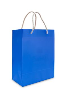 blue paper shopping bag isolated