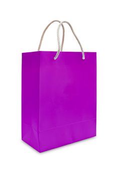 purple paper shopping bag isolated