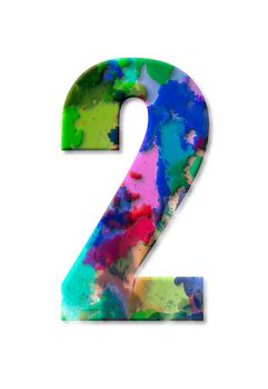 number two watercolor isolated