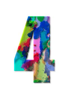 number four watercolor isolated