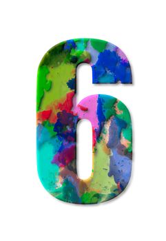 number six watercolor  isolated