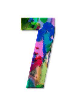 number seven watercolor isolated