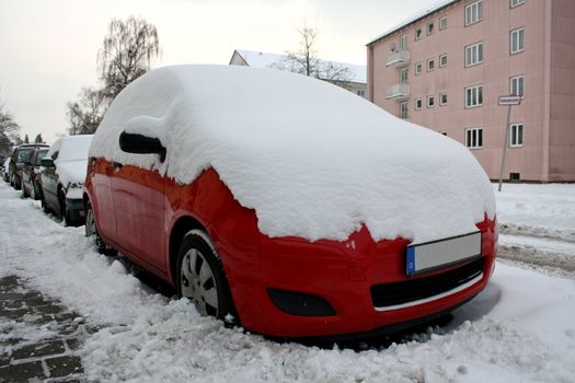 car in the winter on the road