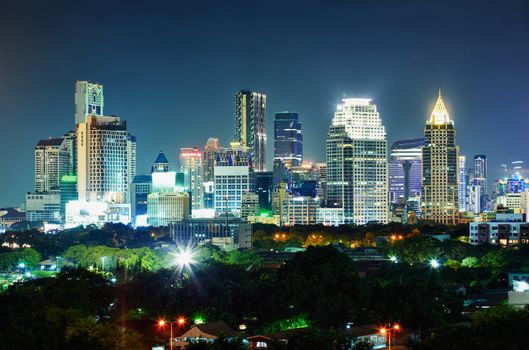 Panorama of the city at night. Thailand, Bangkok, the center.