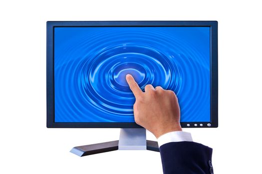 hand touching on Flat panel screen