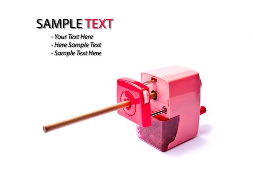 pink pencil sharpener isolated on white background