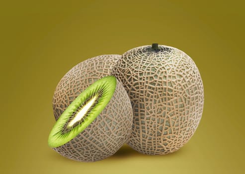 Melon and kiwi inside, ideal for mix fruit juice.