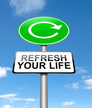 Illustration depicting a sign with a refresh your life concept.