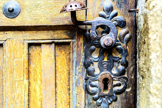 detail of a medieval church lock