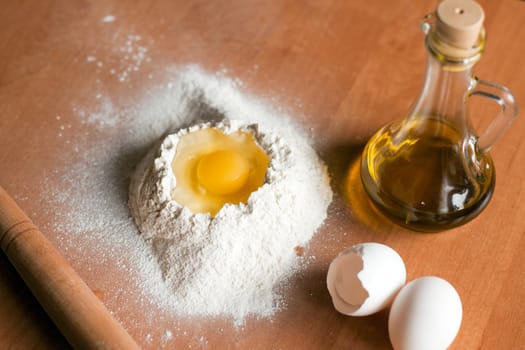 The preparations for making homemade bread. 