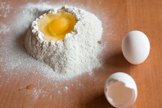 The preparations for making fresh bread. 