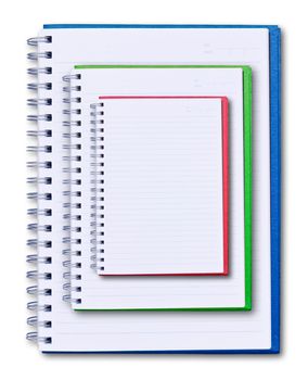 set of color notebook isolated on white background