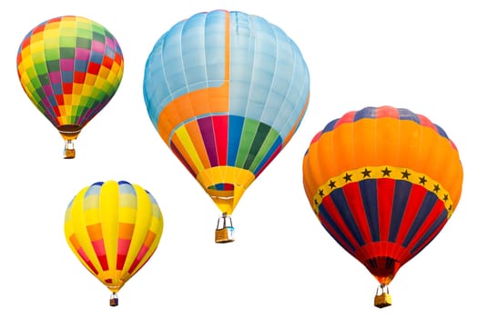 set of colorful hot air balloon isolated on white background